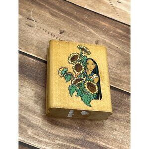 HTF RUBBER STAMPEDE A1011E PEEKING SUNFLOWER POCAHONTAS DISNEY WOOD MOUNT STAMP